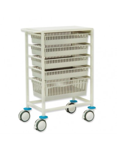 Non-magnetic trolley for 5 ISO3394 baskets
