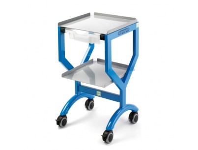 Non-magnetic instrument trolley with one drawer and two shelves - 7 TESLA mr compatible