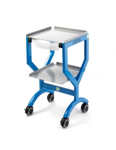 Non-magnetic instrument trolley with one drawer and two shelves - 7 TESLA mr compatible