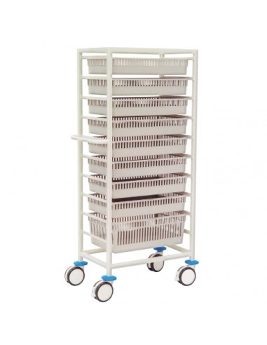 Non-magnetic trolley for 10 ISO3394 baskets