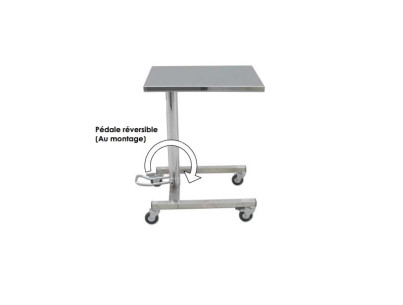 Hydraulic Mayo table with 750x500mm flat tray 4 antistatic wheels including 2 braked wheels