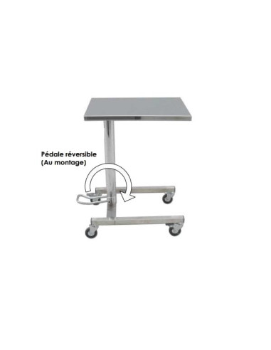 Hydraulic Mayo table with 750x500mm flat tray 4 antistatic wheels including 2 braked wheels