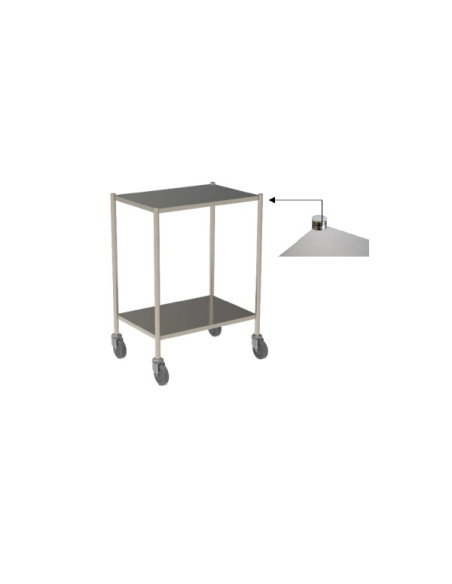 2 trays trolley argon welded down rim shelves 2 trays without guard rails, size: 600 x 400 mm