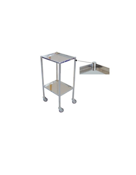 2 trays trolley for monitor L. 400 x 325mm, ARGON welded raised rim shelves