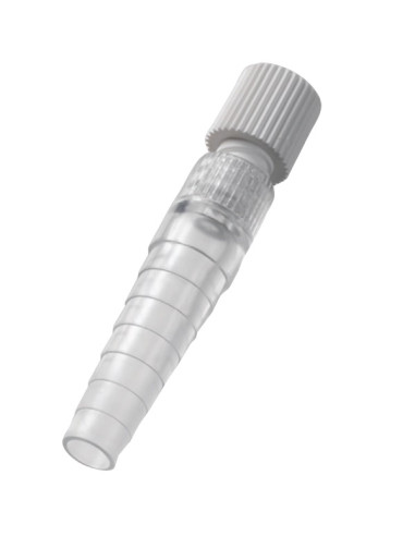 Connecting tube luer lock male for tube 6mm to 10mm BLOC CONNECTOR Sterile - with stopper - box 10