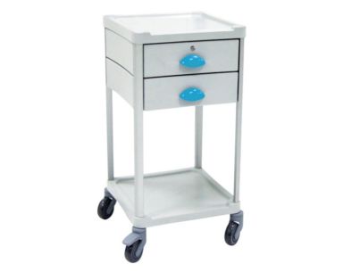 Medical trolley Resine 400x400 2 trays+2 drawers 1 with key- blue pop