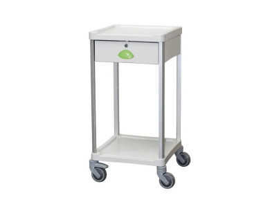 Medical trolley Resine 400x400 2 trays +1 key drawer - apple green