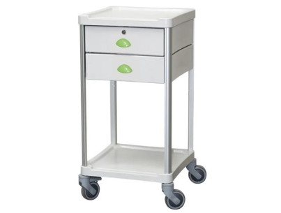 Medical trolley Resine 400x400 2 trays+2 drawers1with key-apple green