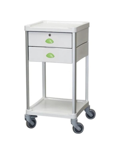 Medical trolley Resine 400x400 2 trays+2 drawers1with key-apple green