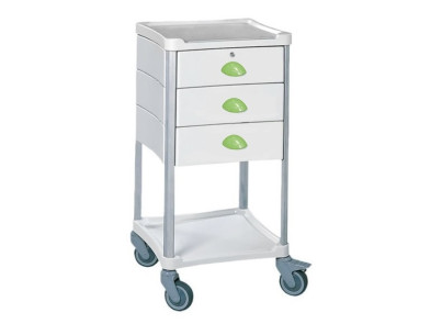 Medical trolley Resine 400x400 2 trays+3 drawers1with key-apple green