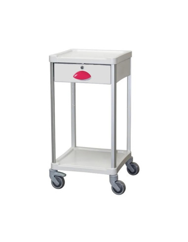 Medical trolley Resine 400x400 2 trays +1 key drawer - fuchsia