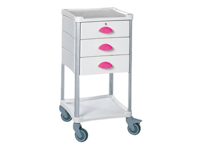 Medical trolley Resine 400x400 2 trays+3 drawers 1 with key- fuchsia