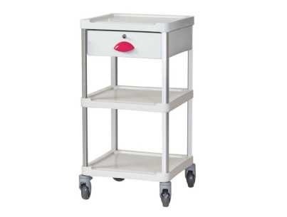Medical trolley Resine 400x400 3 trays + 1 key drawer - fuchsia