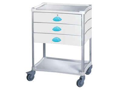 Medical trolley Resine 600x400 2 trays+3 drawers 1 with key- blue pop