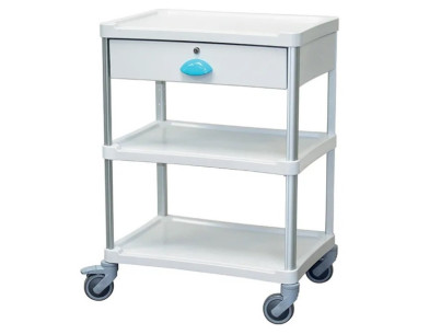 Medical trolley Resine 600x400 3 trays + 1 key drawer - blue pop