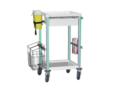 Medical trolley Agily 400x400 1trayH.115+glove hold,needle-applegreen needle collect,1 double mobile bin, 4 standard rails