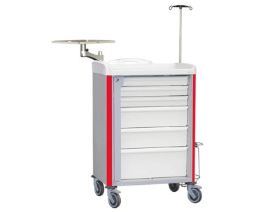 Neop 600x400 H100 emergency equipped trolley 6 attached drawers,support and board for cardiac massage,monitoring support