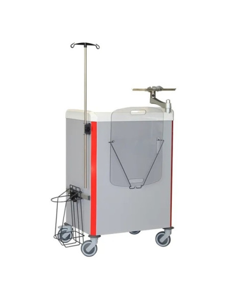 Neop 600x400 H100 emergency equipped trolley 5telesc.drawers 4 w.subd, support and board for cardiac massage, monitoring support