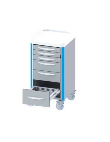 Neop 400x400 nursing trolley 6 telesc.drawers no closure-sky blue telescopic drawers: 3H80-2H160-1H240