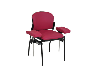 Fauteuil de prélèvement ROISEL avec gouttières PVC coloris rouge - capacité 150 kg