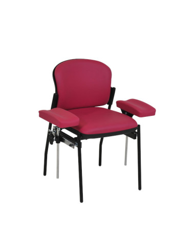 Fauteuil de prélèvement ROISEL avec gouttières PVC coloris rouge - capacité 150 kg