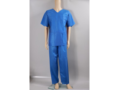 Scrub suit with 3 pockets, size XS, dark blue - box of 50 pants with belt