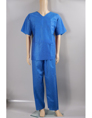 Pyjama avec 3 poches, taille XS, bleu foncé - boite de 50 pantalon avec ceinture intégrée