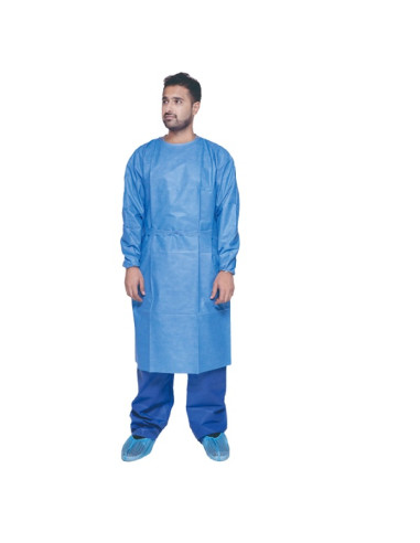 Blouses visiteurs taille L 115x140cm - carton de 10 poignet élastique, lien à nouer au cou et à la taille