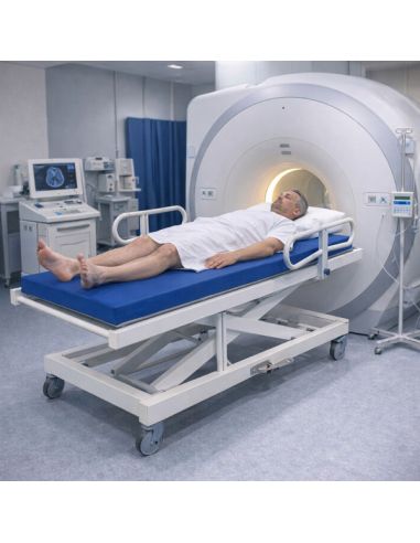 Brancard amagnétique ht variable hydrau déclive 12/14° +porte sérum charge max 180kg - IRM 3 Tesla