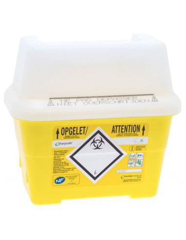 Sharpsafe needle container NF 2L  Compliant with the NFX 30-500 standard