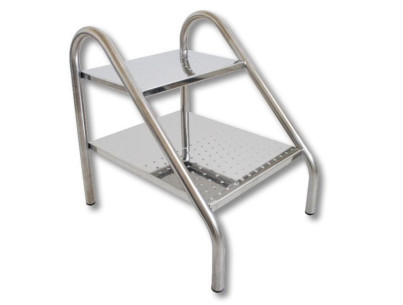 2-step stool - Depth 430 x Width 340 x Height 420mm - stainless steel