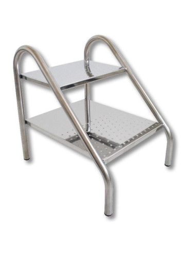 2-step stool - Depth 430 x Width 340 x Height 420mm - stainless steel