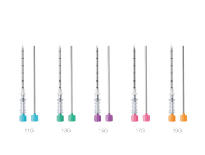 Aiguille coaxiale pour pistolets VeriEcto G1 & G2 17G x 13cm (Bte 25) avec marquage centimétrique