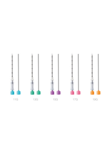 Aiguille coaxiale pour pistolets VeriEcto G1 & G2 17G x 13cm (Bte 25) avec marquage centimétrique